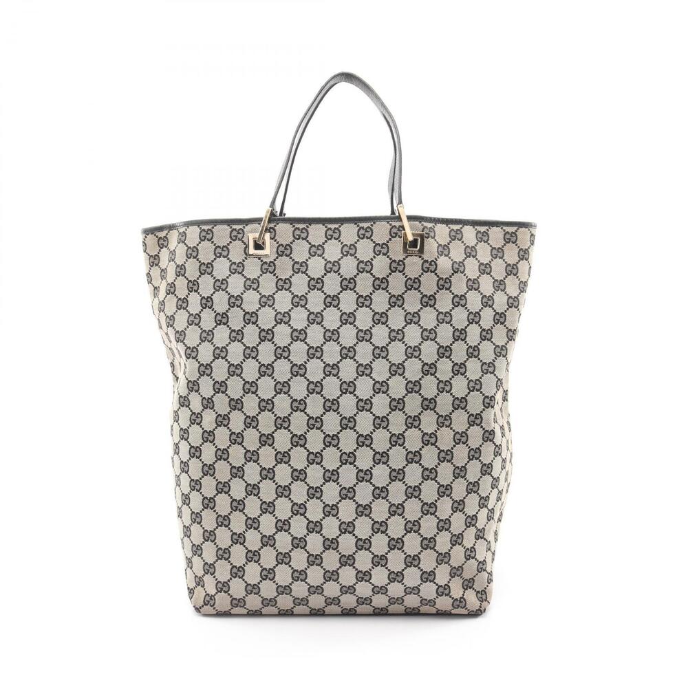 Gucci Joy GG Canvas Leather Tote Bag Tan Black